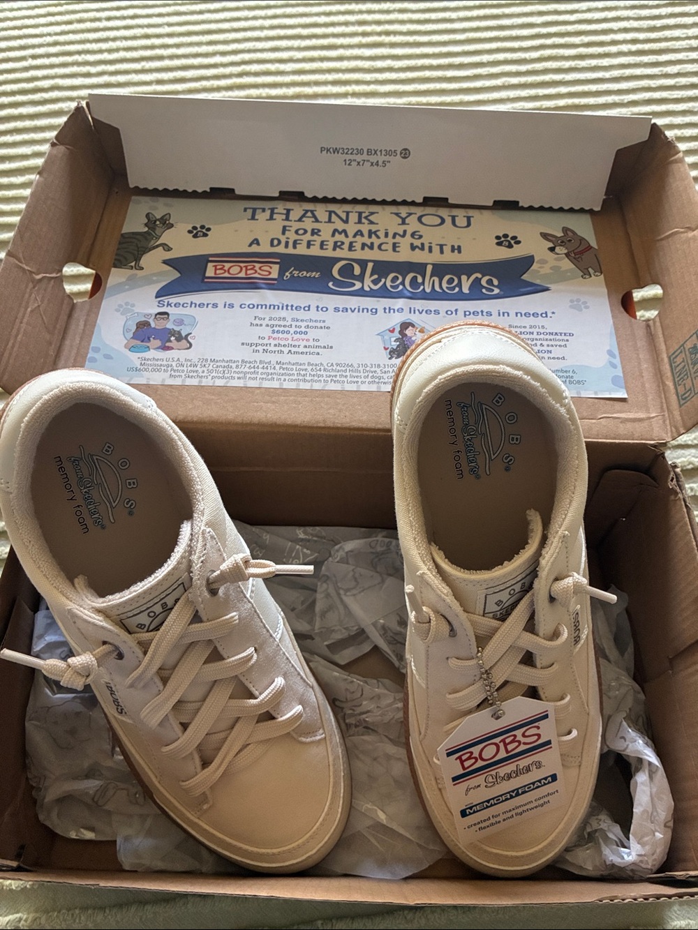 BOBS from Skechers Women's Cream Canvas Lace-Up Sneakers